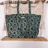 Maxi-cabas fleuri - couleur verte