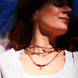 Collier SNEH - Agate Indienne, Rhodonite, Labradorite, Grenat - Amour et Protection
