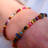 Bracelet OORJA - Grenat, Séraphinite, Rubellite, Labradorite - Vitalité et Protection