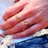 Bague réglable PANARUTTHAN - Citrine et améthystes. Joie, sérénité et équilibre émotionnel.