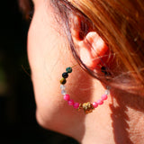 Boucles d'oreilles AHIMSA - Rhodonite, Labradorite et Agate Indienne - Harmonie et Protection