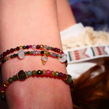 Bracelet OORJA - Grenat, Séraphinite, Rubellite, Labradorite - Vitalité et Protection