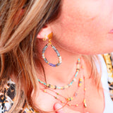 Boucles d’oreilles LEELA en labradorite, nacre & tanzanite – Douceur et élévation spirituelle