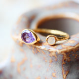 Bague réglable PAULA - Améthyste et Pierre de Lune - Intuition et Harmonie