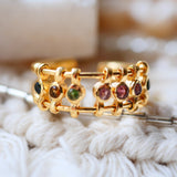 Bague réglable RANG - Tourmalines Multicolores - Équilibre et Joie