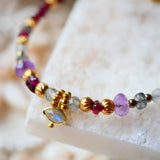 Bracelet oeil SANCHAR - Grenat, Labradorite, Améthyste - Protection et Intuition
