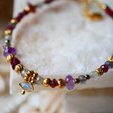 Bracelet oeil SANCHAR - Grenat, Labradorite, Améthyste - Protection et Intuition