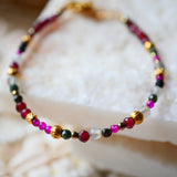 Bracelet OORJA - Grenat, Séraphinite, Rubellite, Labradorite - Vitalité et Protection