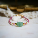 bracelet en aventurine et tourmaline rose