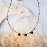 Collier PRITHVI en agate indienne, quartz fumé et citrine – Stabilité & énergie solaire