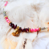 Collier SNEH - Agate Indienne, Rhodonite, Labradorite, Grenat - Amour et Protection