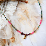 Collier SNEH - Agate Indienne, Rhodonite, Labradorite, Grenat - Amour et Protection