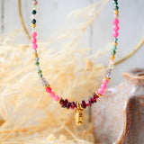 Collier SNEH - Agate Indienne, Rhodonite, Labradorite, Grenat - Amour et Protection