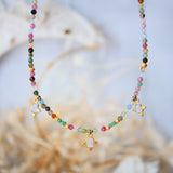 Collier SURYA en tourmaline, tsavorite et pierre de lune – Lumière & vitalité