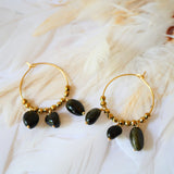 Boucles d'oreilles - Créoles Lou Obsidienne