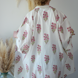 Kimono fleuri - couleurs blanc et rose