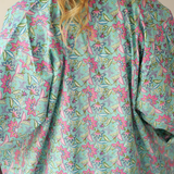 Kimono fleuri - couleurs vert et rose