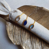 Bague réglable oeil pierre de lune, lapis lazuli ou labradorite