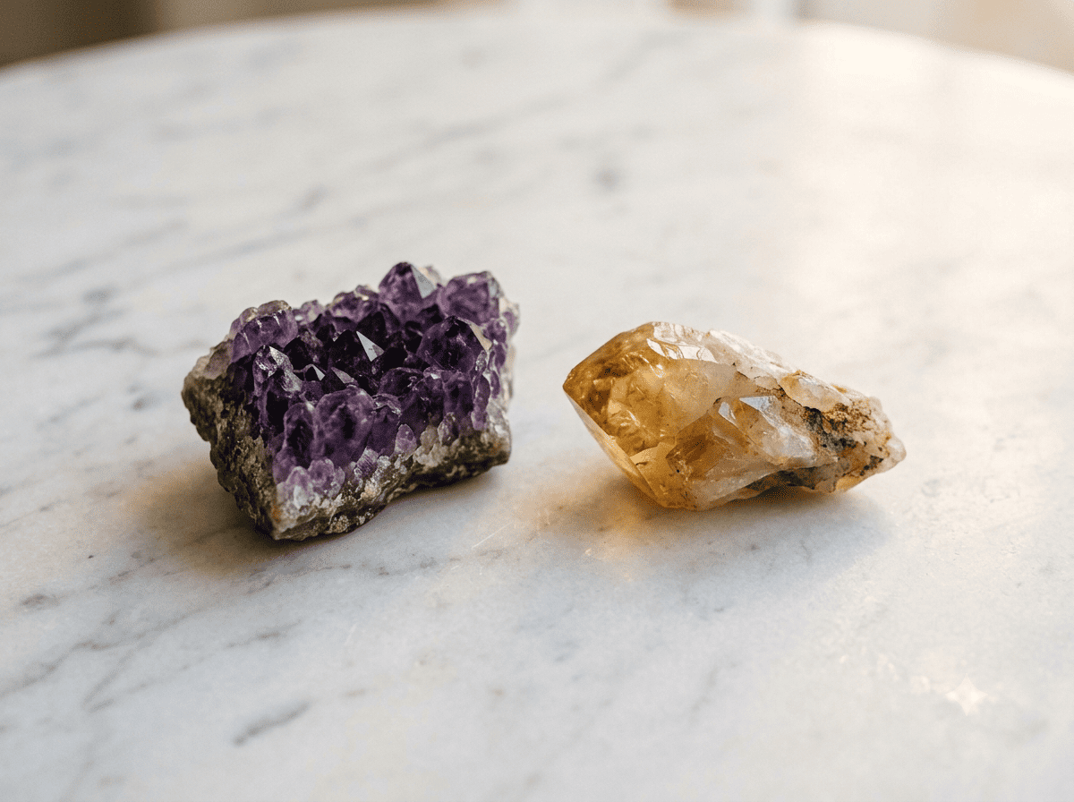 Associer l'améthyste et la citrine : quand la sérénité rencontre l'élan