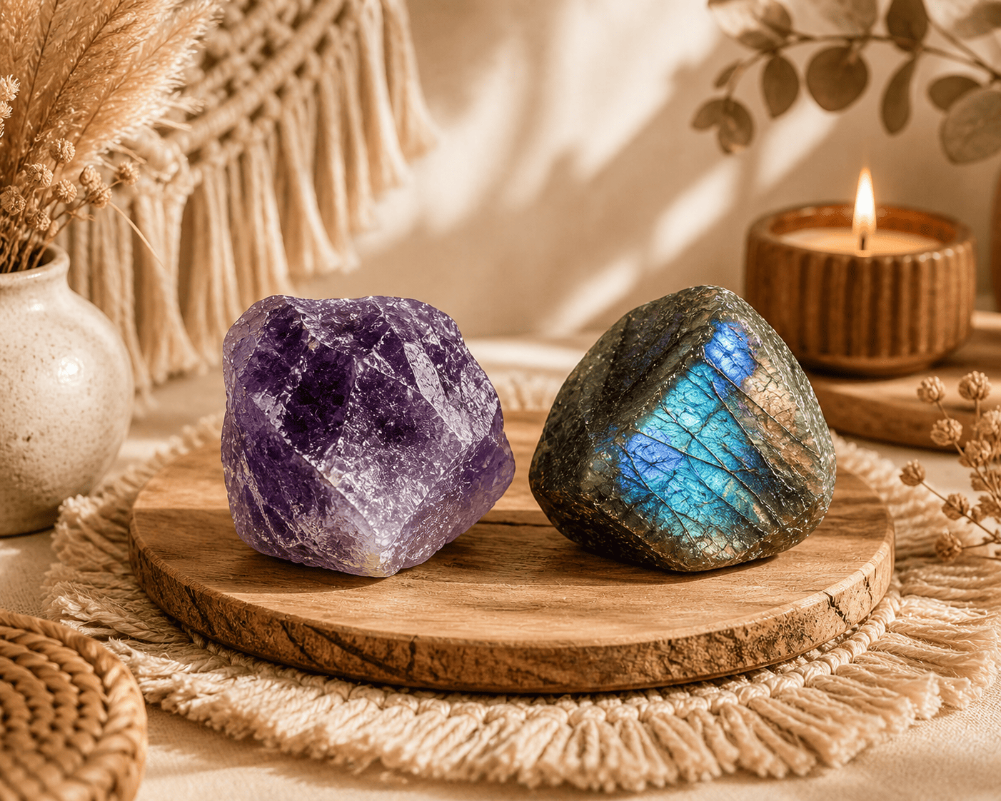 Association labradorite et améthyste : guide complet en lithothérapie