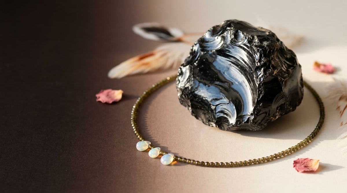 Pierre d'obsidienne noire et collier antara, pierre de protection la plus puissante en lithothérapie
