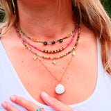 Collier SURYA en tourmaline, tsavorite et pierre de lune – Lumière & vitalité
