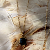 Collier Onyx noir ou Pierre de lune orangée - Braderie Parfaite