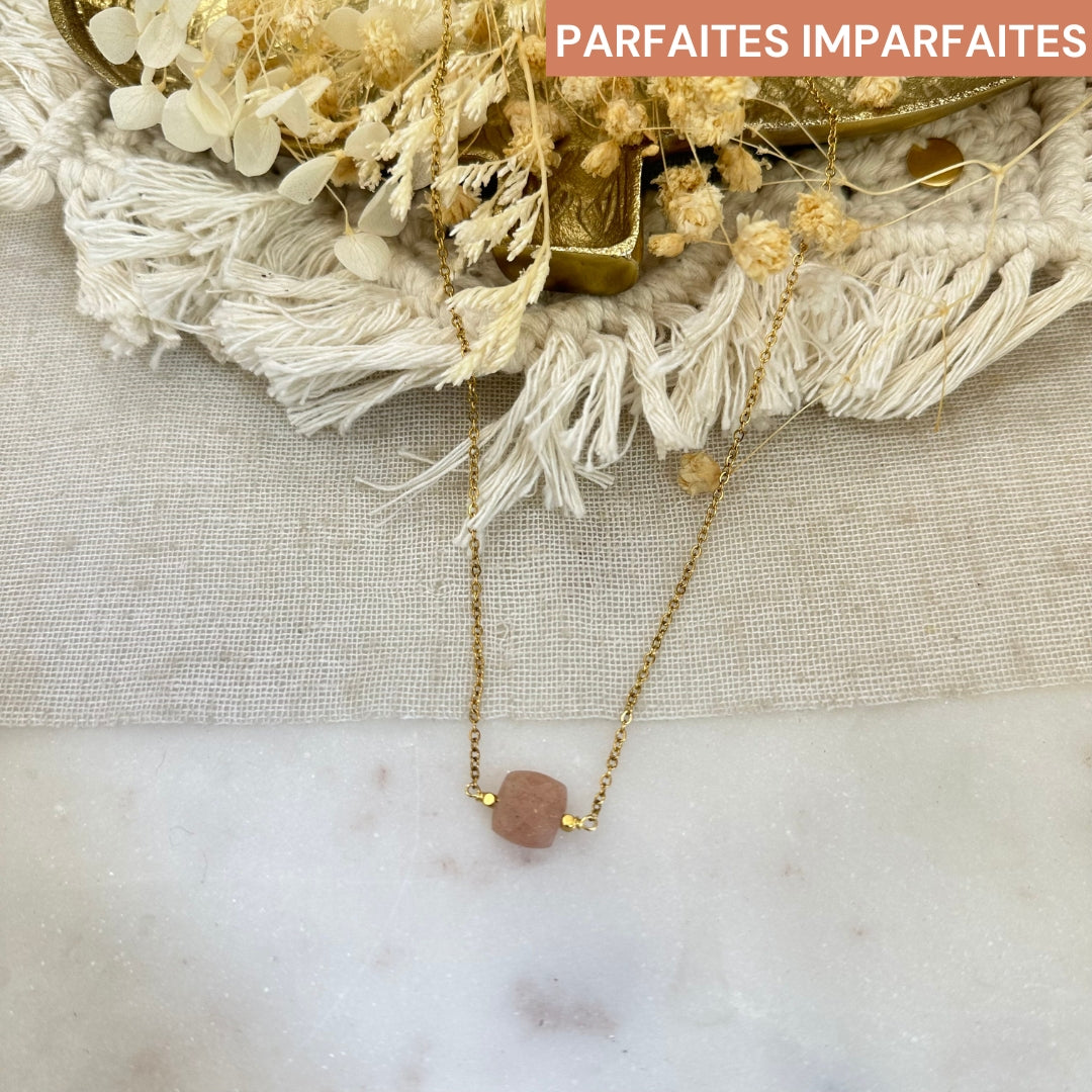 Collier Abby Pierre de lune orangée - Parfaites Imparfaites