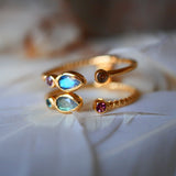 Bague Shakti Mudra - Labradorite et Tourmalines Multicolores