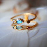 Bague Shakti Mudra - Labradorite et Tourmalines Multicolores