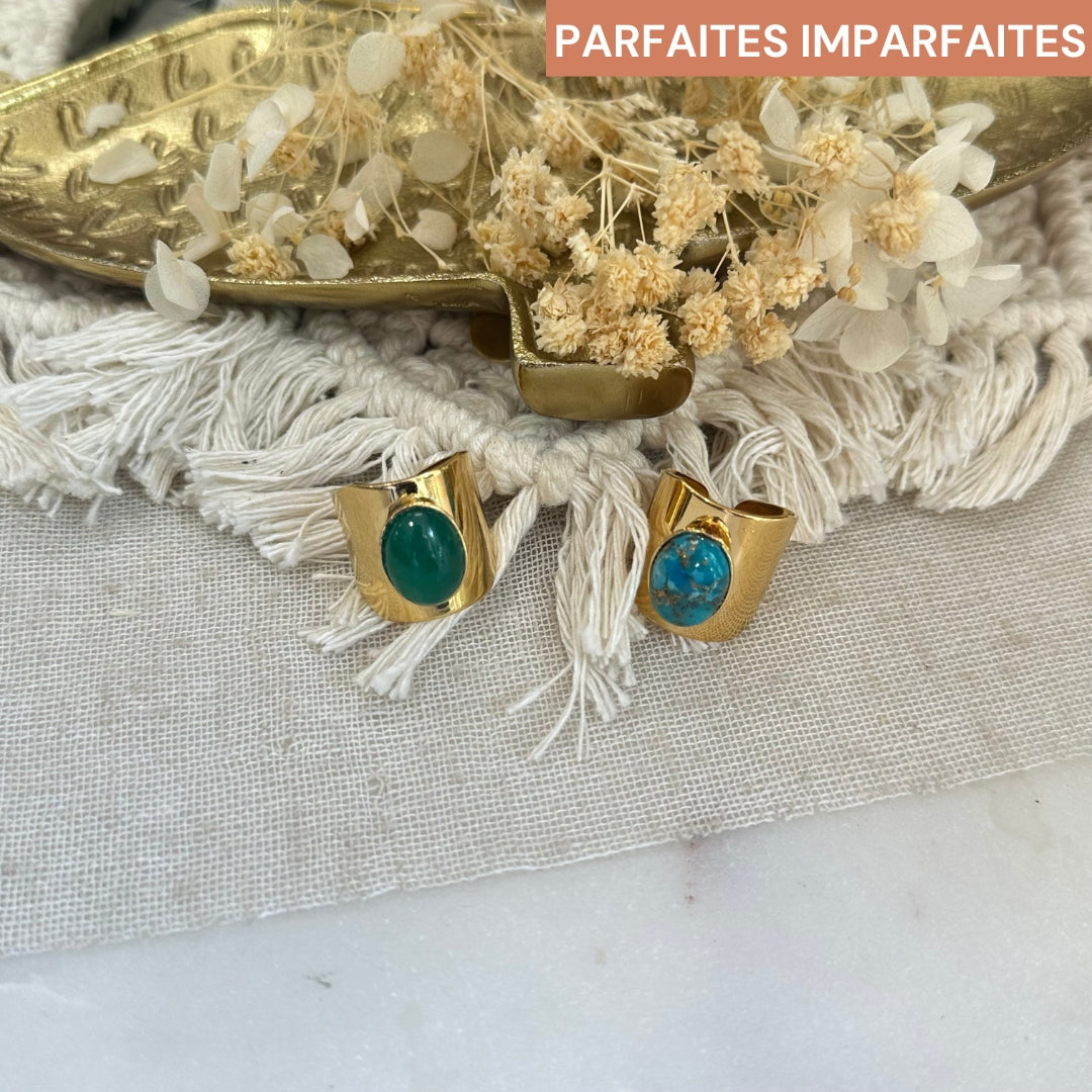 Bague Caroline Turquoise ou Onyx vert - Parfaites Imparfaites