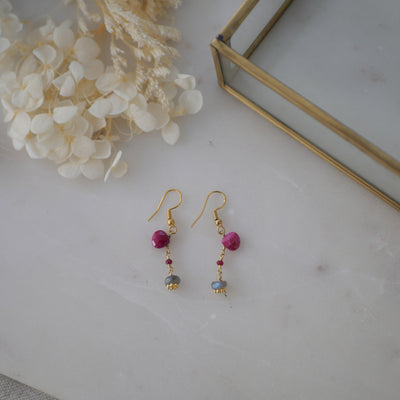 Boucles d'oreilles Mahita rubellite