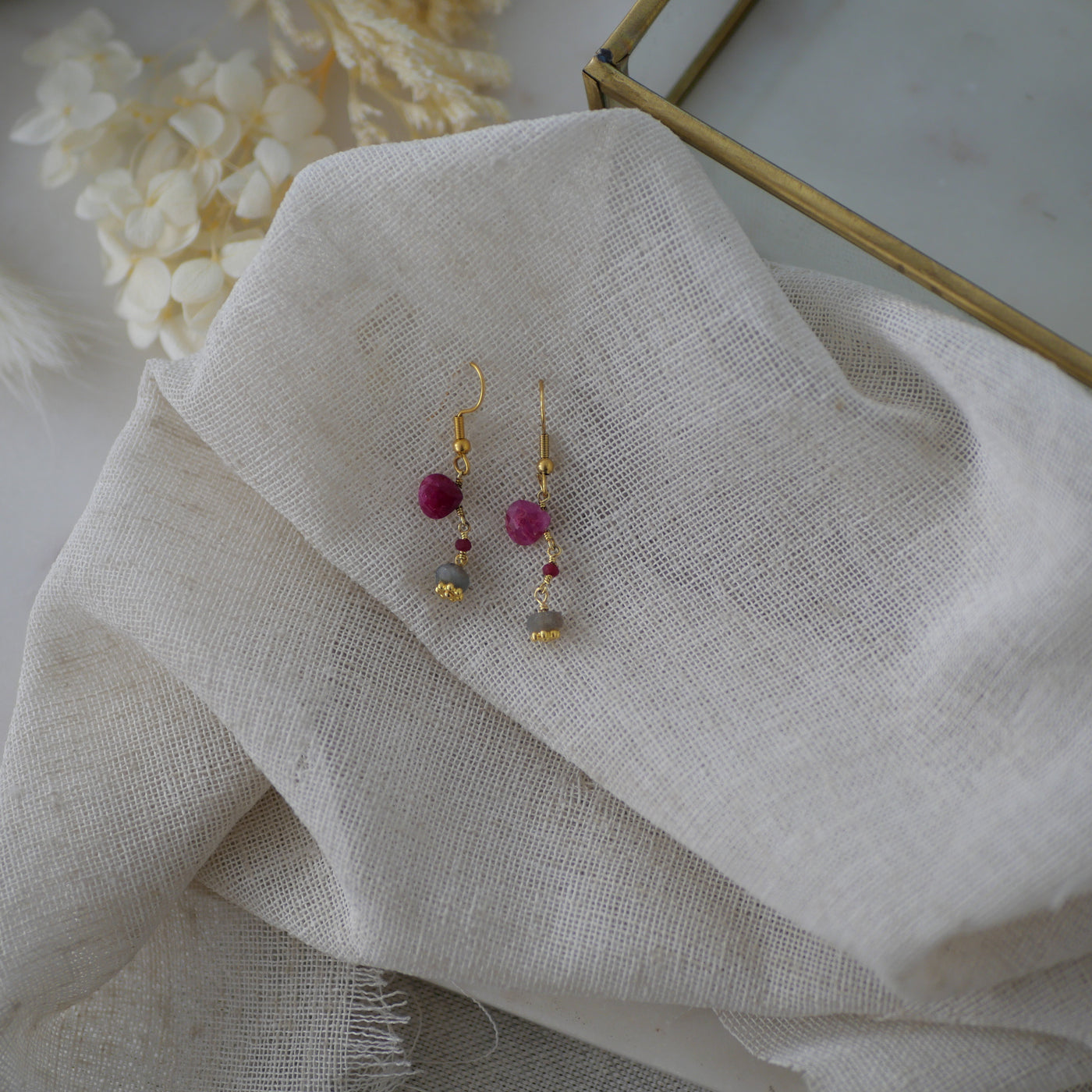 Boucles d'oreilles Mahita rubellite