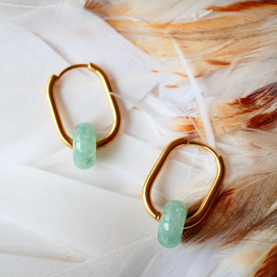 Boucles d'oreilles Duty aventurine lithothérapie chance prospérité Ginandger

