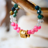 Boucles d'oreilles AHIMSA - Rhodonite, Labradorite et Agate Indienne - Harmonie et Protection