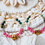 Boucles d'oreilles AHIMSA - Rhodonite, Labradorite et Agate Indienne - Harmonie et Protection