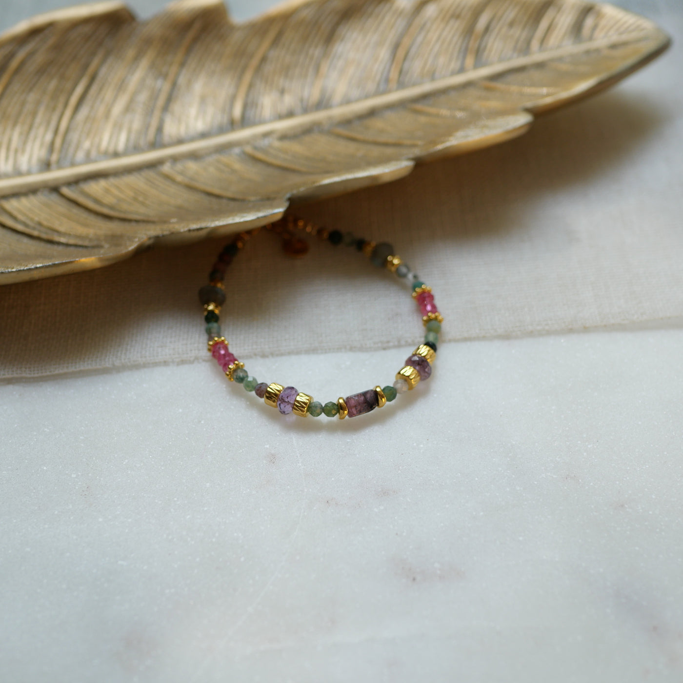 Bracelet agate indienne, tourmaline noire, améthyste - Svati