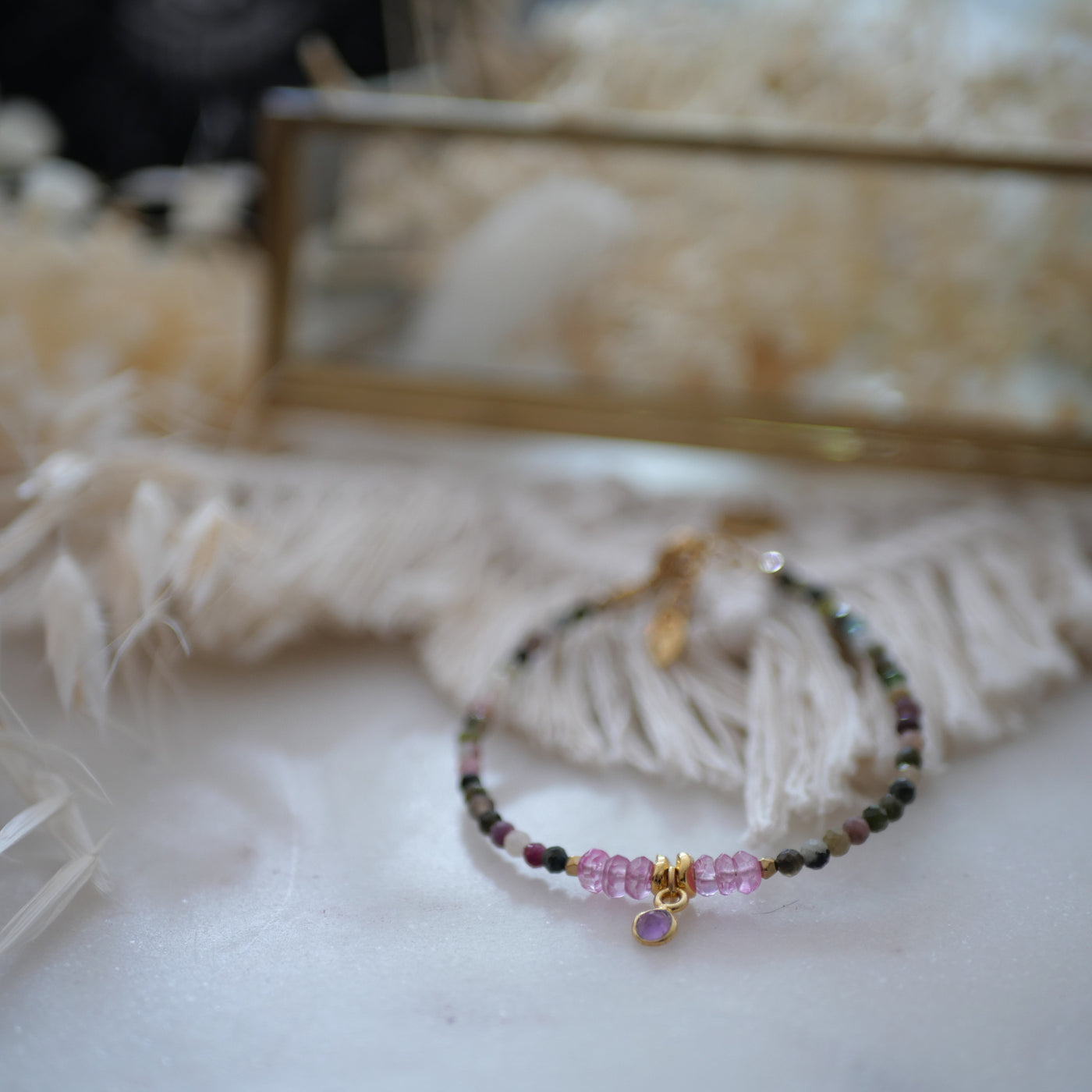 Bracelet Karishma tourmaline, topaze rose