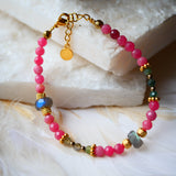 Bracelet SUKOON – Rhodonite et agate indienne pour harmonie et apaisement