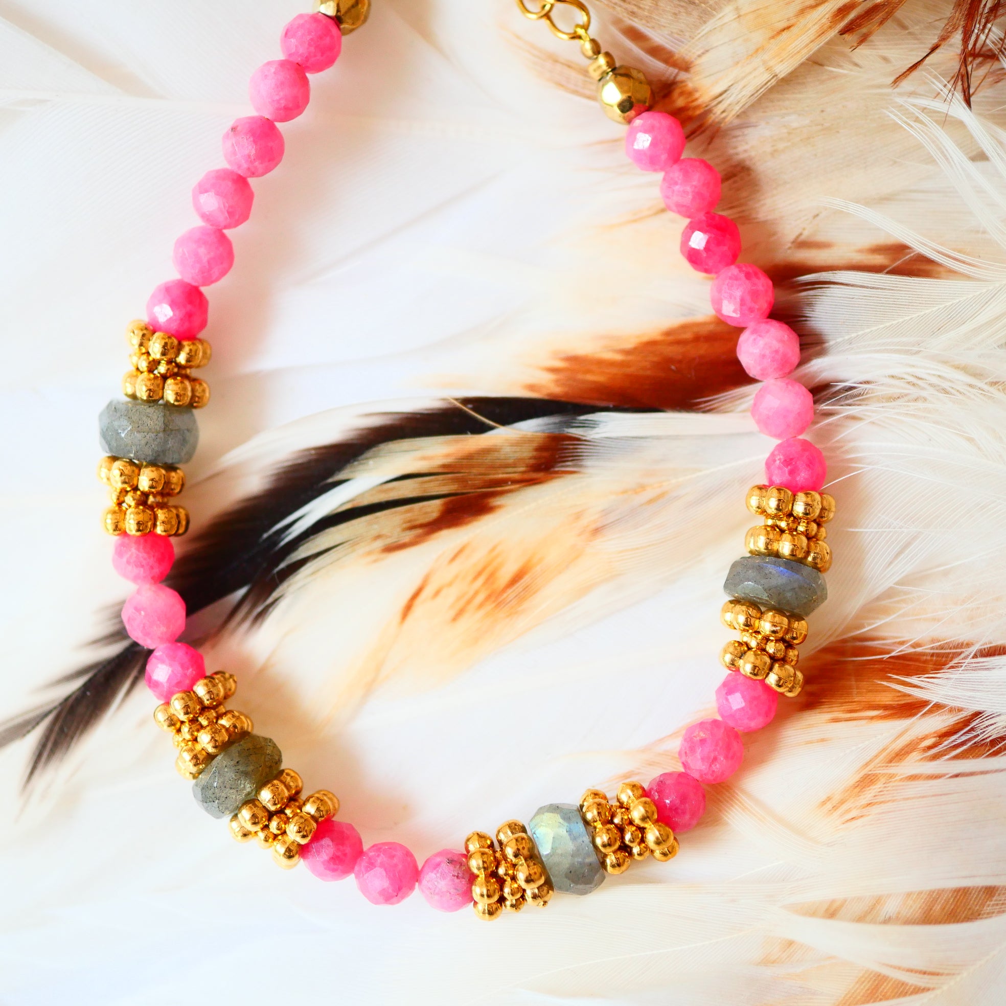 Bracelet TARANGA en turquoise, rhodonite ou rubis zoïsite – Énergie et équilibre