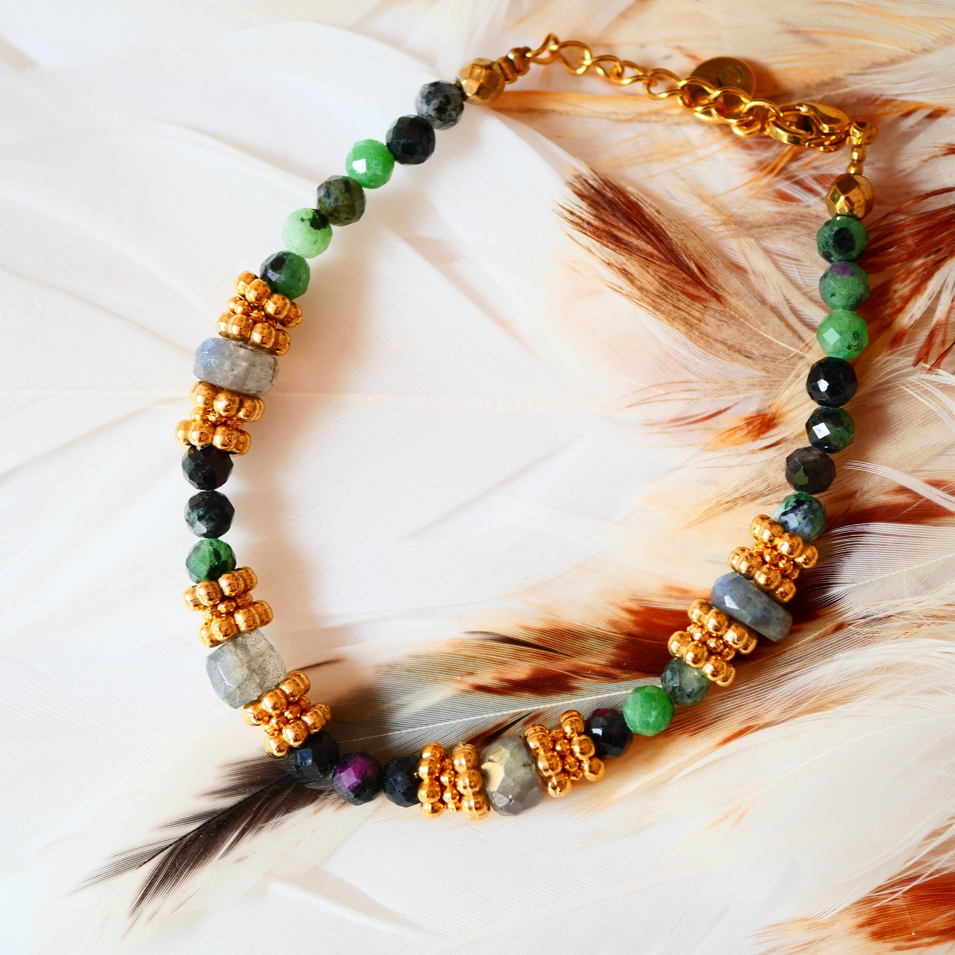 Bracelet TARANGA en turquoise, rhodonite ou rubis zoïsite – Énergie et équilibre