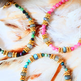 Bracelet TARANGA en turquoise, rhodonite ou rubis zoïsite – Énergie et équilibre