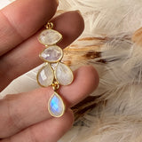 Boucles d'oreilles Mayra Pierre de lune arc en ciel- Braderie Parfaites