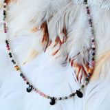 Collier Kali Mala - Tourmalines Multicolores et Onyx Noir
