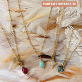 Collier Pierres Amazonite ou Trèfle Labradorite ou Rubis indien ou Pierre de lune - Parfaites Imparfaites