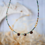 Collier PRITHVI en agate indienne, quartz fumé et citrine – Stabilité & énergie solaire
