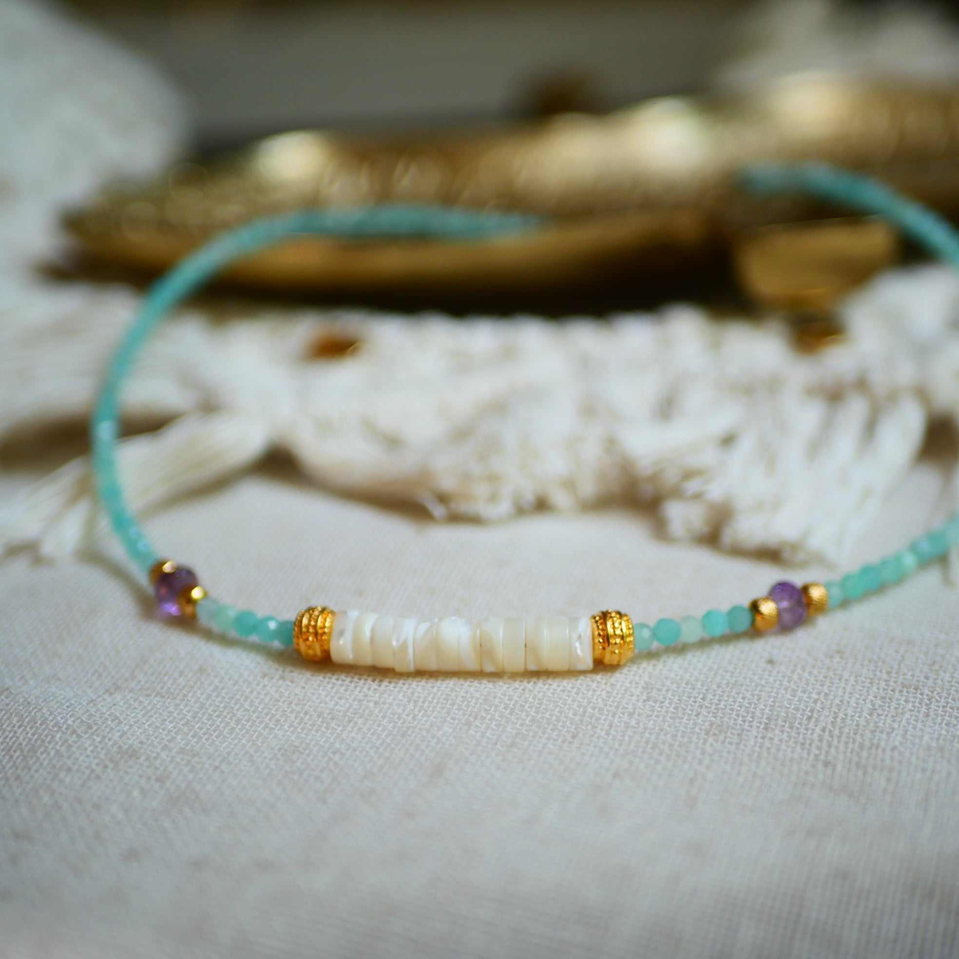 collier amazonite nacre amethyste sejal