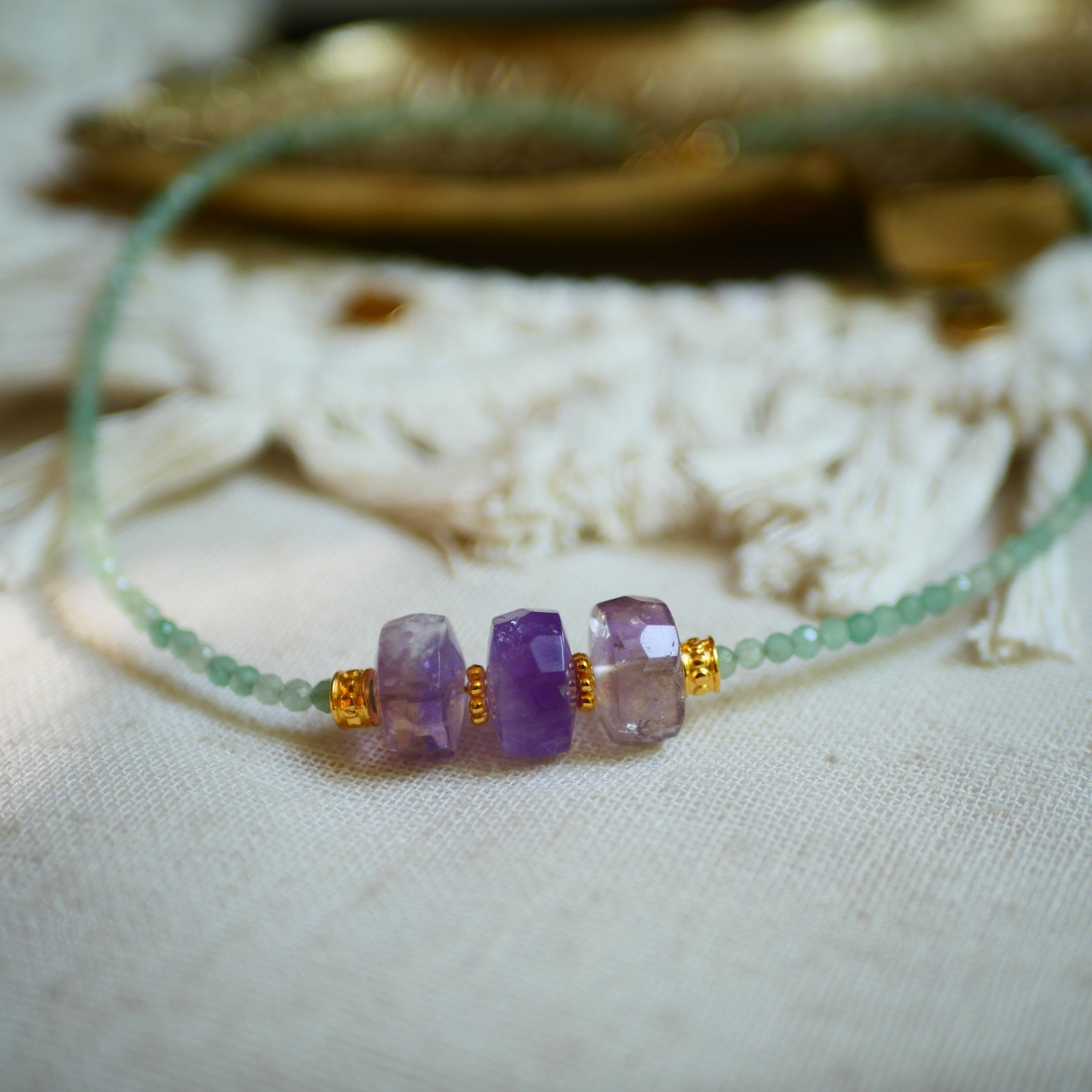 collier aventurine ametrine