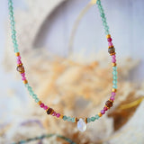 Collier SAMUDRA en aventurine, tourmaline rose et pierre de lune – Harmonie & intuition