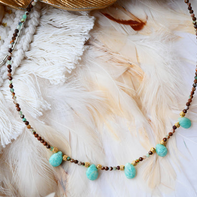 Collier Punarnava chrysoprase amazonite lithothérapie renouveau espoir joie Ginandger
